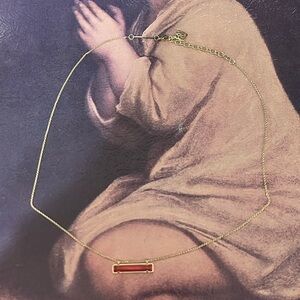 Kendra Scott Gold Necklace with Red Bar Pendant